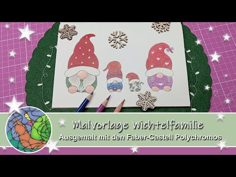 Neue Malvorlage Wichtelfamilie 🤶🎅 Ausgemalt mit Faber-Castell Polychromos