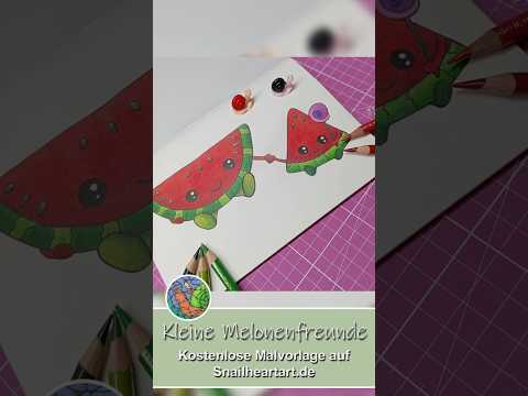 Kleine Melonenfreunde 🍉 - ausgemalt mit Buntstiften + kostenlose Malvorlage #ausmalen #malvorlagen