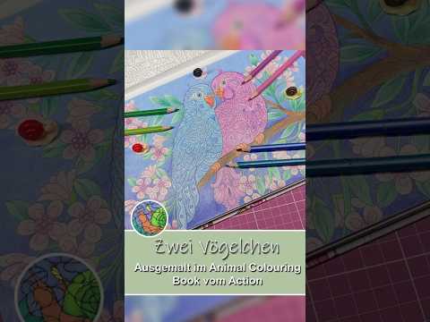 Zwei Vögel im Animal Colouring Book (Action) – ausgemalt mit Faber-Castell &amp; Pelikan Stiften