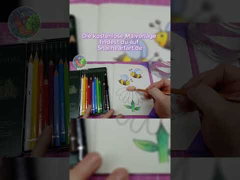Bienchen und Blümchen 🐝🌸| Süße Malvorlage ausgemalt mit Aquarellstiften #ausmalen #aquarellstifte