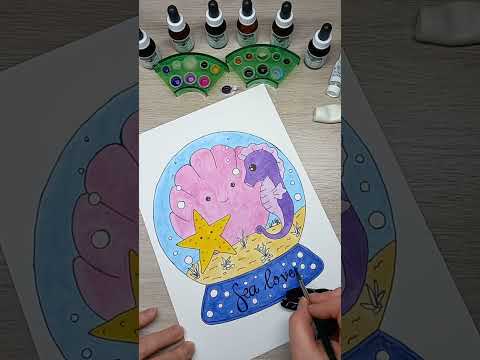 Schneekugel &quot;Sealove&quot; - ausmalen mit Zeichentusche | Kostenlose Malvorlage 🌊 #ausmalen #malvorlagen