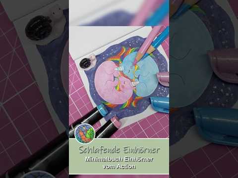 🦄Schlafende Einhörner ausmalen - Im Minimalbuch vom Action #ausmalen #buntstifte #einhorn