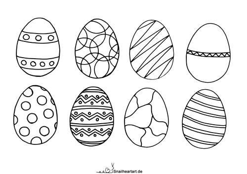 Malvorlage Bunte Ostereier zum Ausmalen