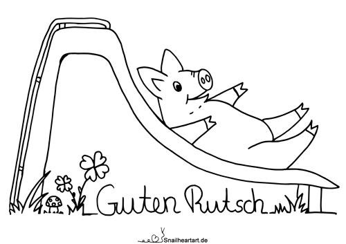 Guten Rutsch Malvorlage zum Ausmalen