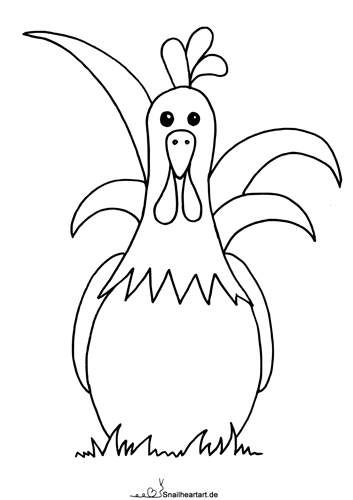 Hahn - Malvorlage zum Ausmalen