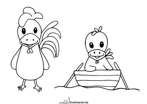 Hahnfred und Nuggets Malvorlage zum ausmalen
