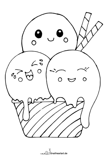 Kawaii Eis Malvorlage zum Ausmalen