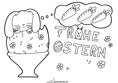 Schlafender Osterhase im Eierbecher Malvorlage zum Ausmalen