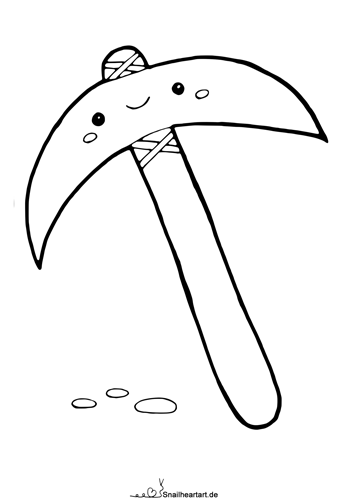 Kawaii Spitzhacke Malvorlage zum Ausmalen