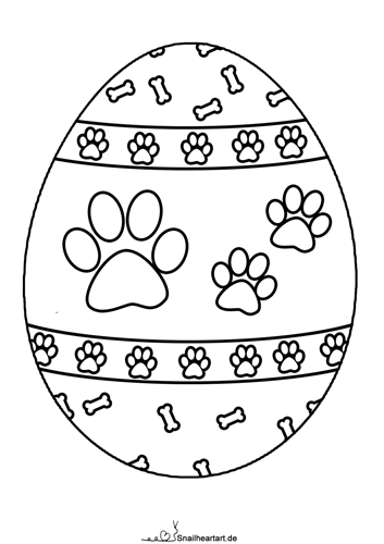 Osterei mit Pfoten Malvorlage zum Ausmalen