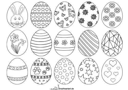 Dekorative Ostereier zum Ausdrucken und Ausmalen