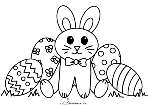 Osterhase mit Ostereiern Malvorlage zum Ausmalen