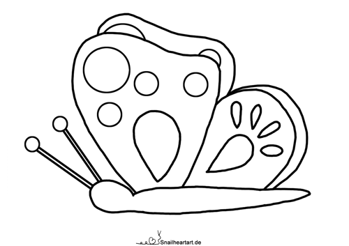 Ein Schmetterling von der Seite - Malvorlage zum Ausmalen