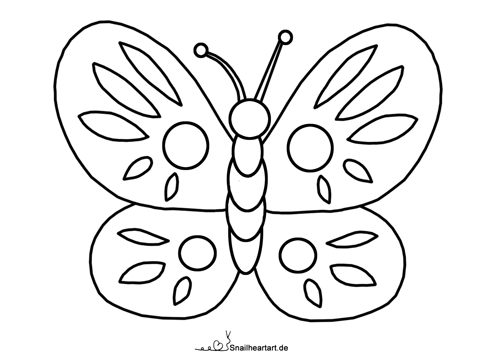 Schmetterling mit einfachen Formen - Malvorlage zum Ausmalen