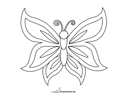 Schmetterling mit eleganten Flügeln - Malvorlage zum Ausmalen