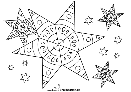 Mandala Sterne Muster Malvorlage zum Ausmalen