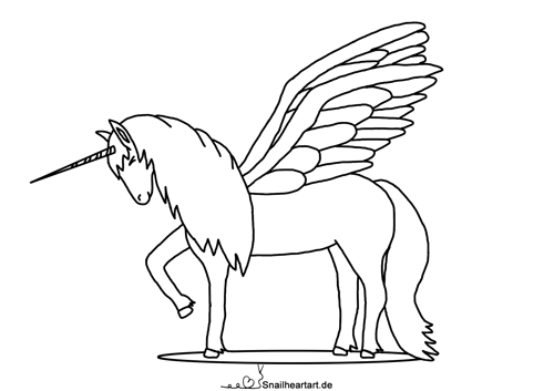 Geflügeltes Einhorn Malvorlage zum Ausmalen