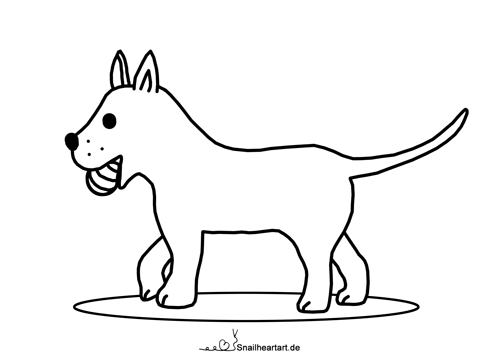 Hund mit Ball Malvorlage zum Ausmalen