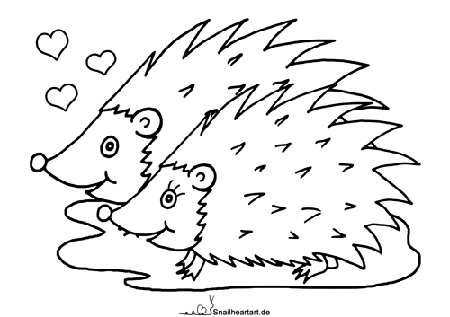 Igelpaar Malvorlage zum Ausmalen
