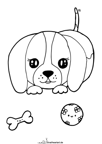 Kawaii Beagle Welpe – Malvorlage zum Ausmalen