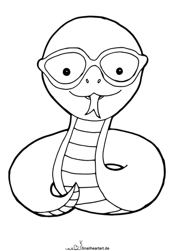Kawaii Brillenschlange – Malvorlage zum Ausmalen