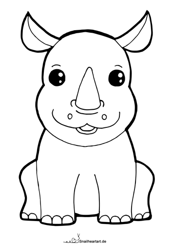 Kawaii Nashorn - Malvorlage zum Ausmalen