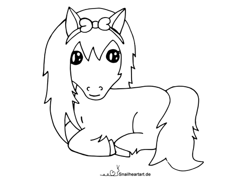 Kawaii Pferd Friesenstute Malvorlage zum Ausmalen