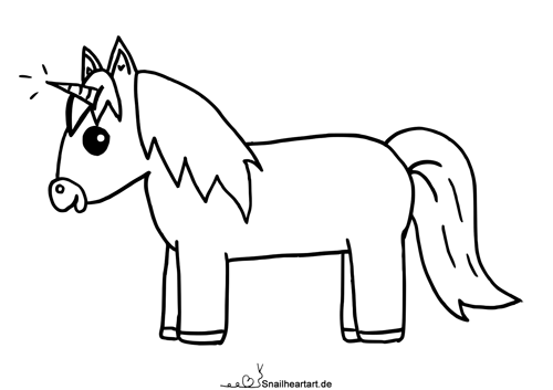 Kleines Einhorn Malvorlage zum Ausmalen
