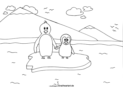 Pinguin Brüder - Malvorlage zum Ausmalen