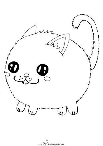 Plüschige Katze – Malvorlage zum Ausmalen