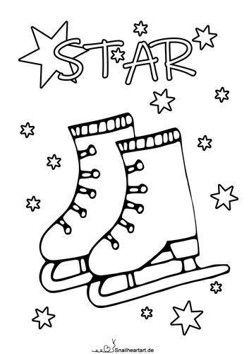 Schlittschuhe Star Malvorlage zum Ausmalen
