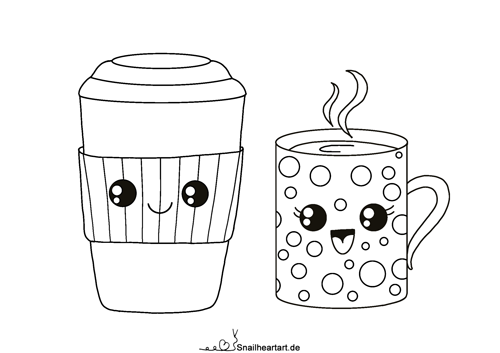 Süße Kaffeetassen Malvorlage zum Ausmalen