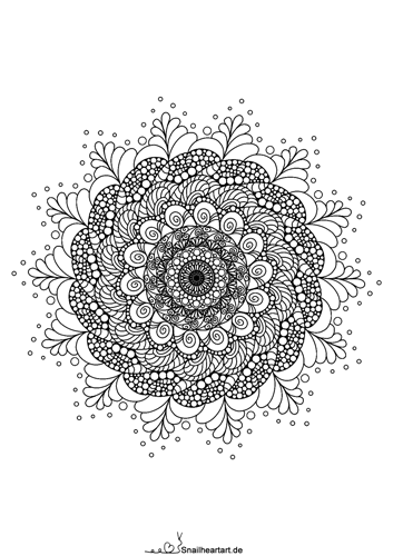 Mandala Schnecken Wellen Malvorlage zum Ausmalen