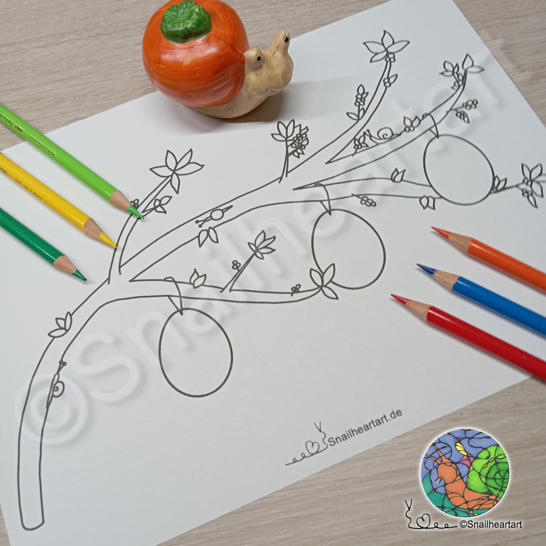 Osterzweig zum Ausmalen – Malvorlage zum Ausdrucken