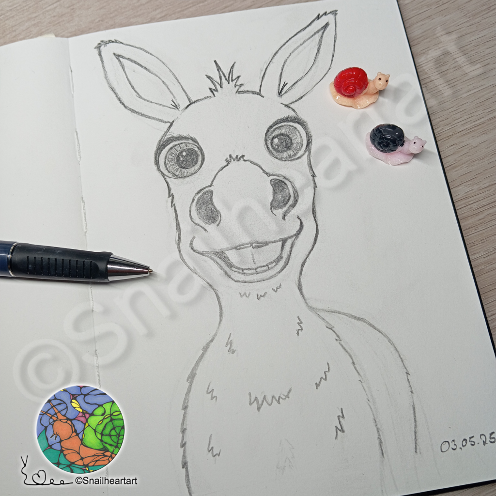 Bleistiftskizze Lustiger Esel