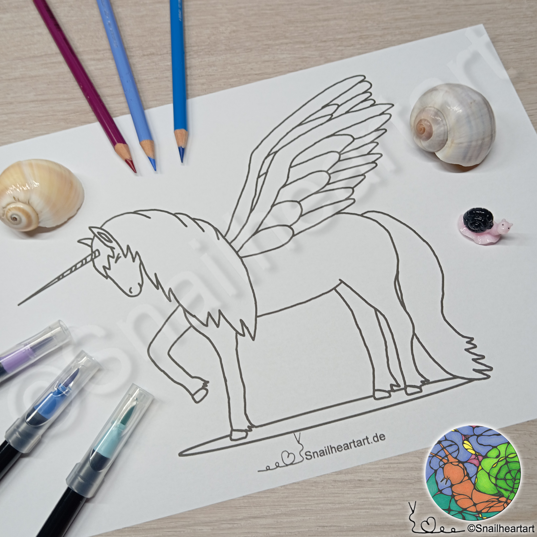 Geflügeltes Einhorn Malvorlage zum Ausmalen