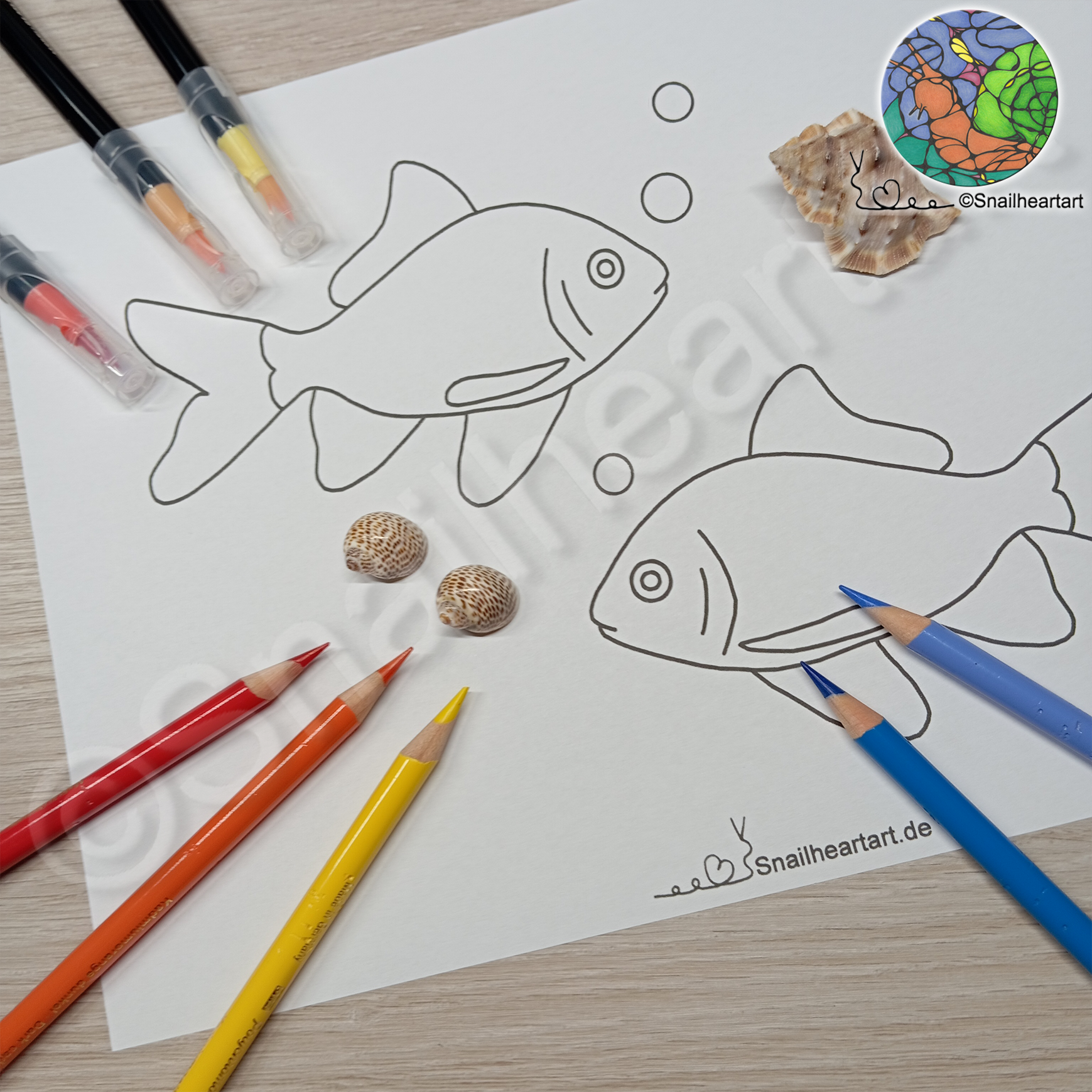 Goldfische Malvorlage zum Ausmalen