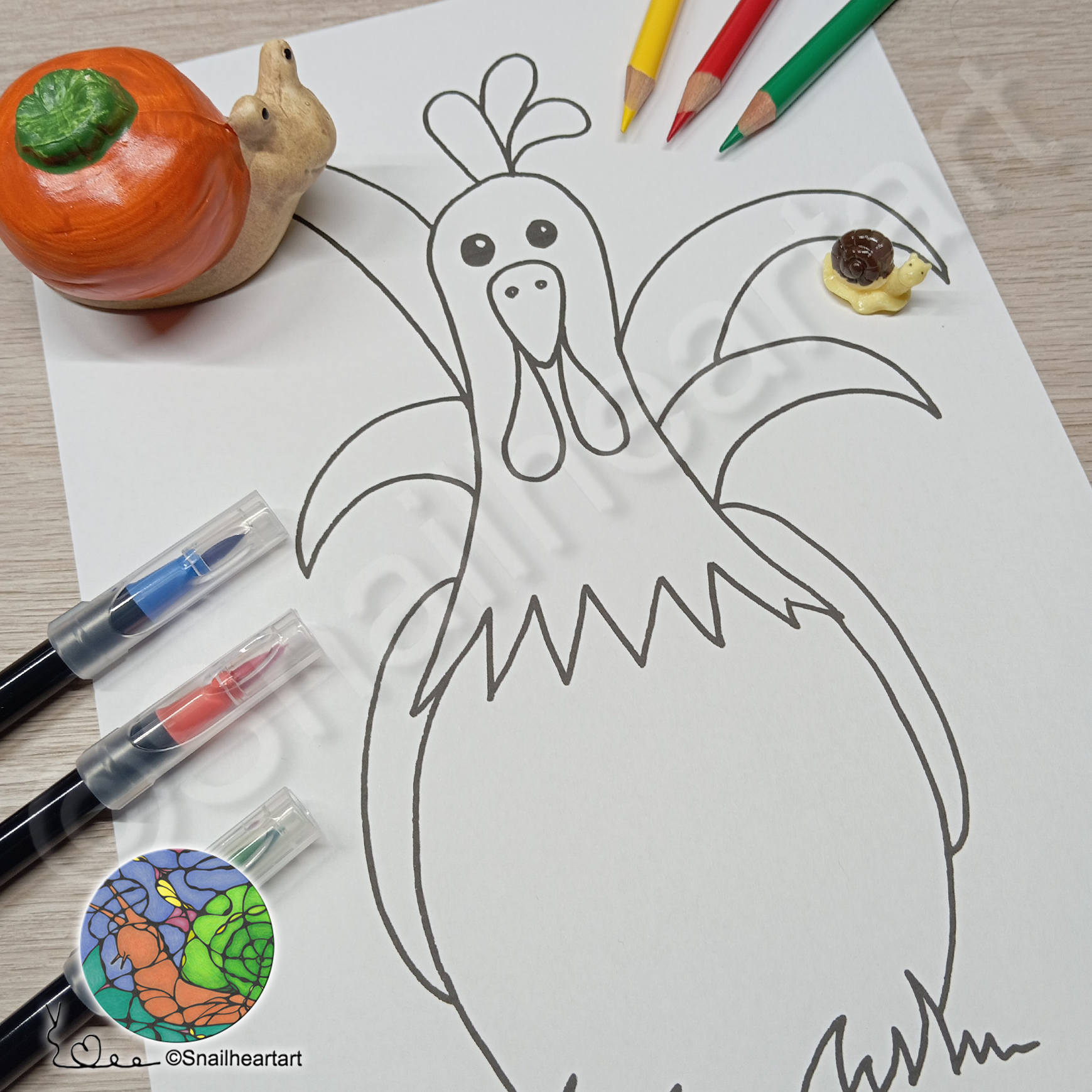 Hahn – Malvorlage zum Ausmalen