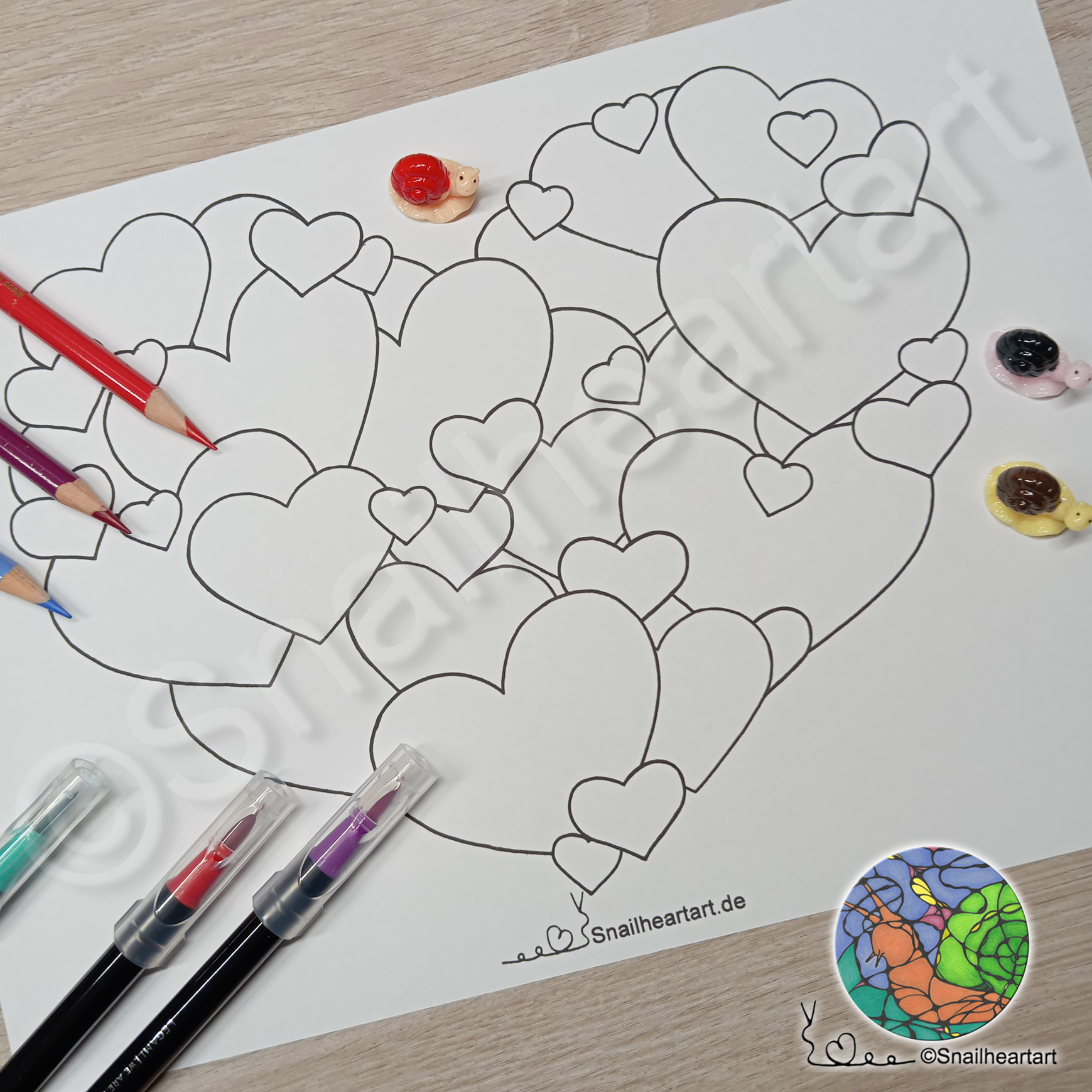 Herz aus Herzen – Malvorlage zum Ausmalen