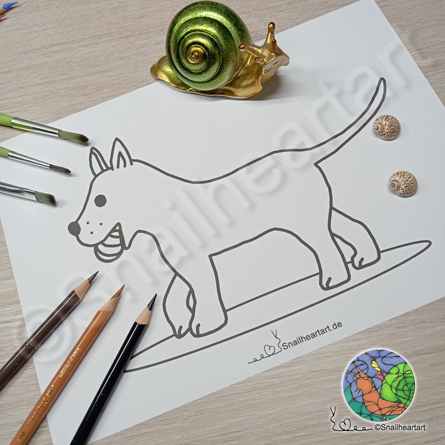 Hund mit Ball – Malvorlage zum Ausmalen Hundefans