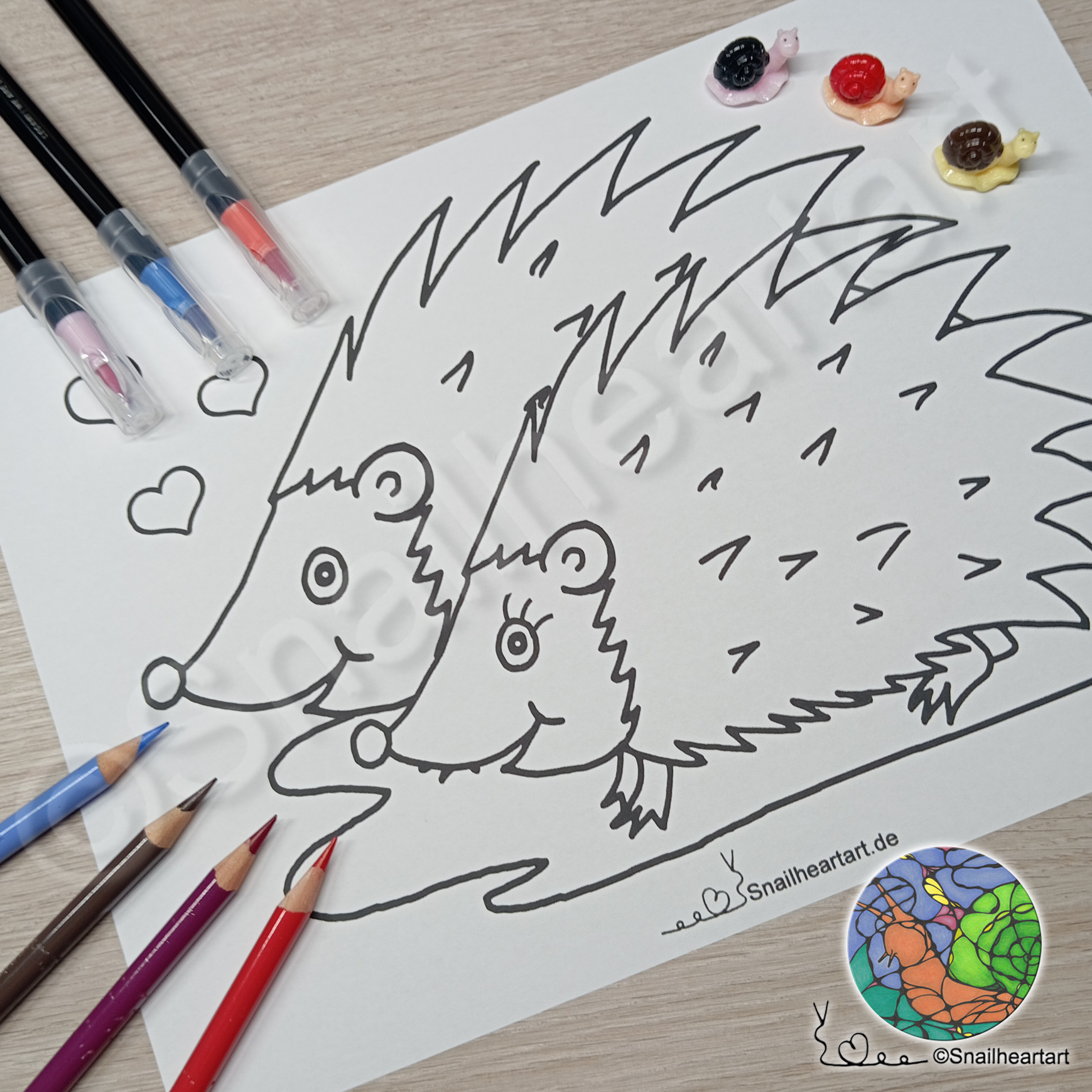 Igelpaar – Malvorlage zum Ausmalen