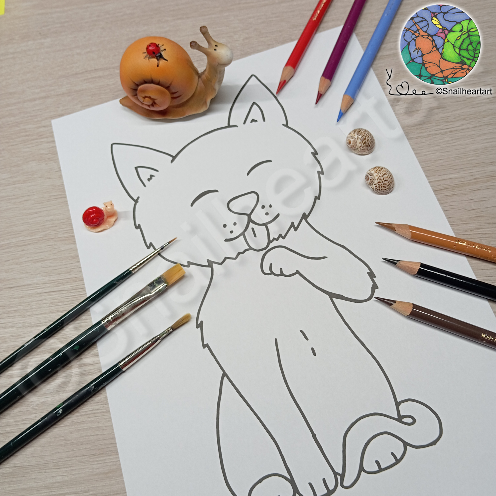 Katze putzt sich – Malvorlage zum Ausmalen