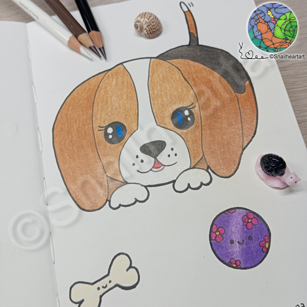 Kawaii Beagle Welpe coloriert