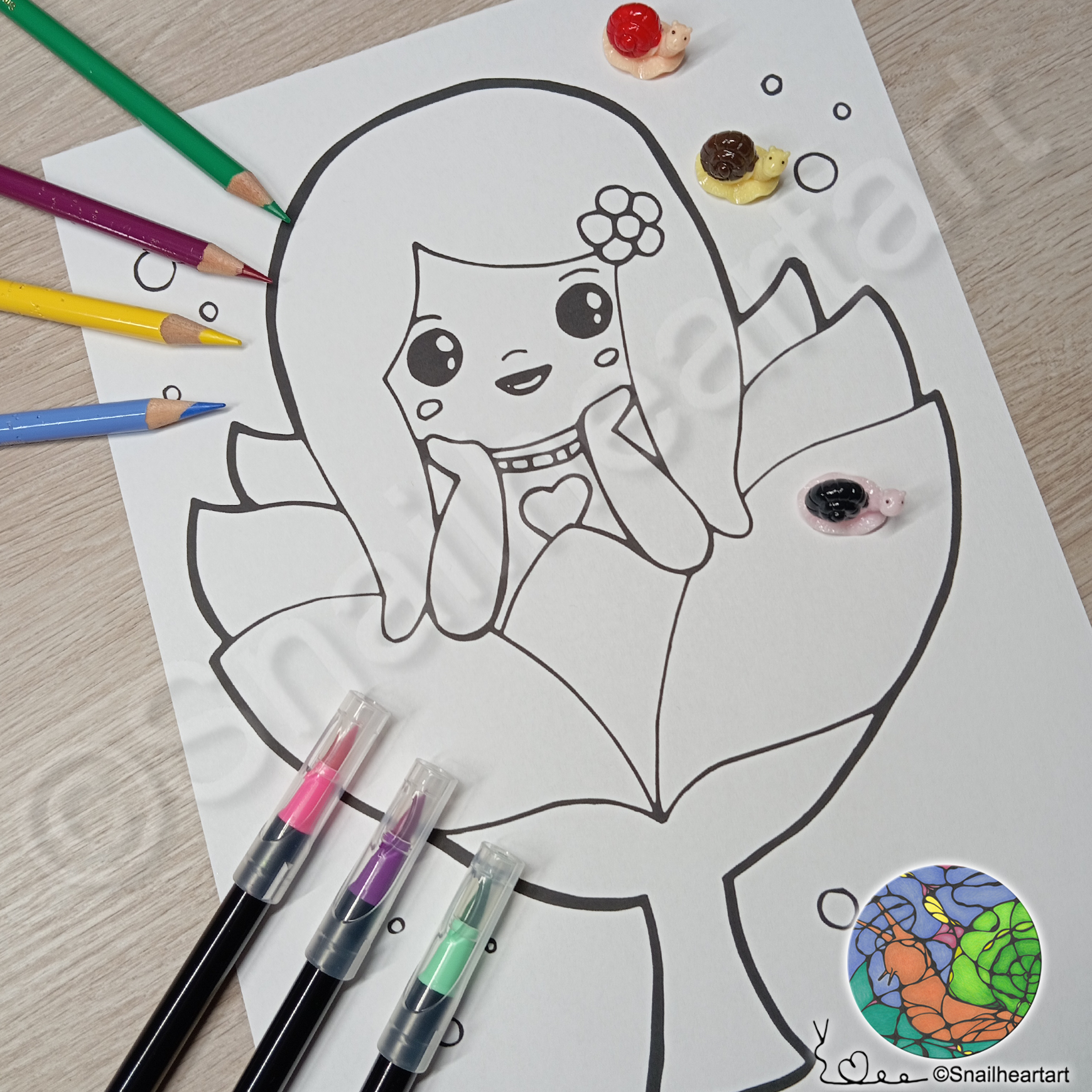 Mädchen in Blume – Malvorlage zum Ausmalen