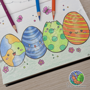 Malvorlage Kawaii Ostereier -Coloriert