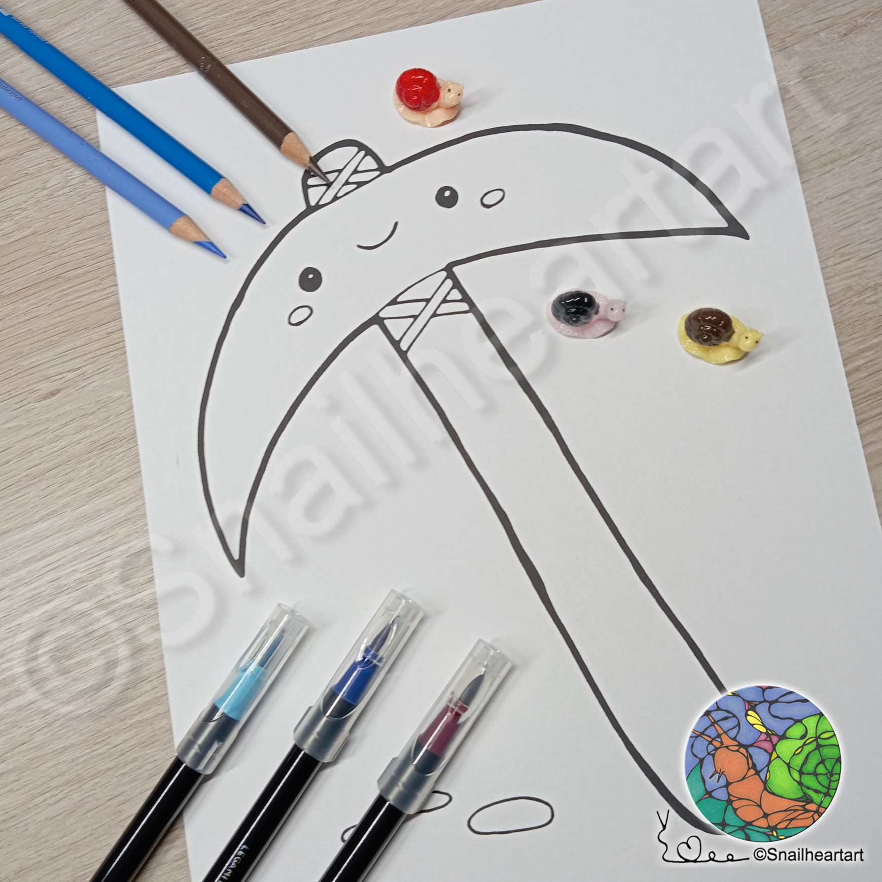 Kawaii Spitzhacke – Malvorlage zum Ausmalen