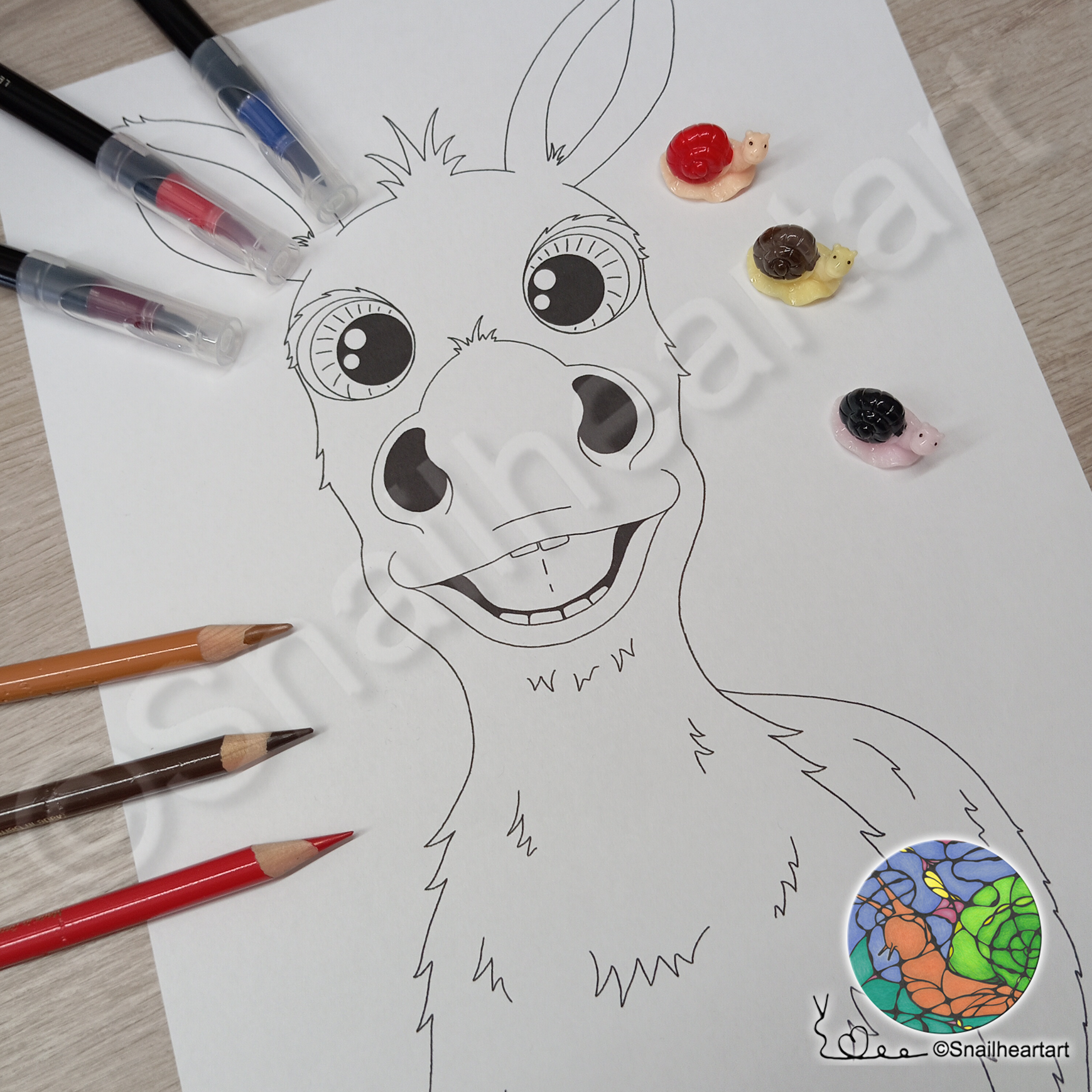 Lustiger Esel – Malvorlage zum Ausmalen