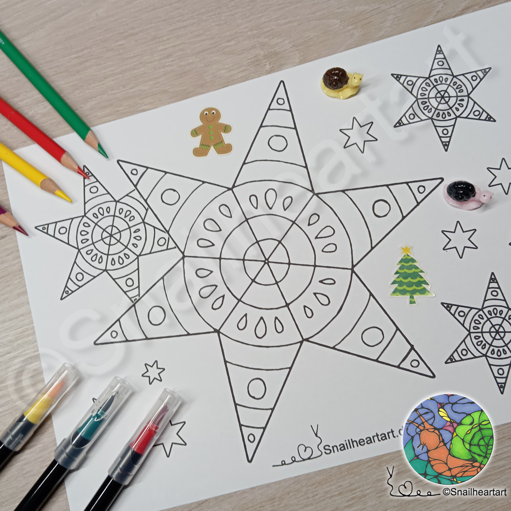 Mandala Sterne – Malvorlage zum Ausmalen