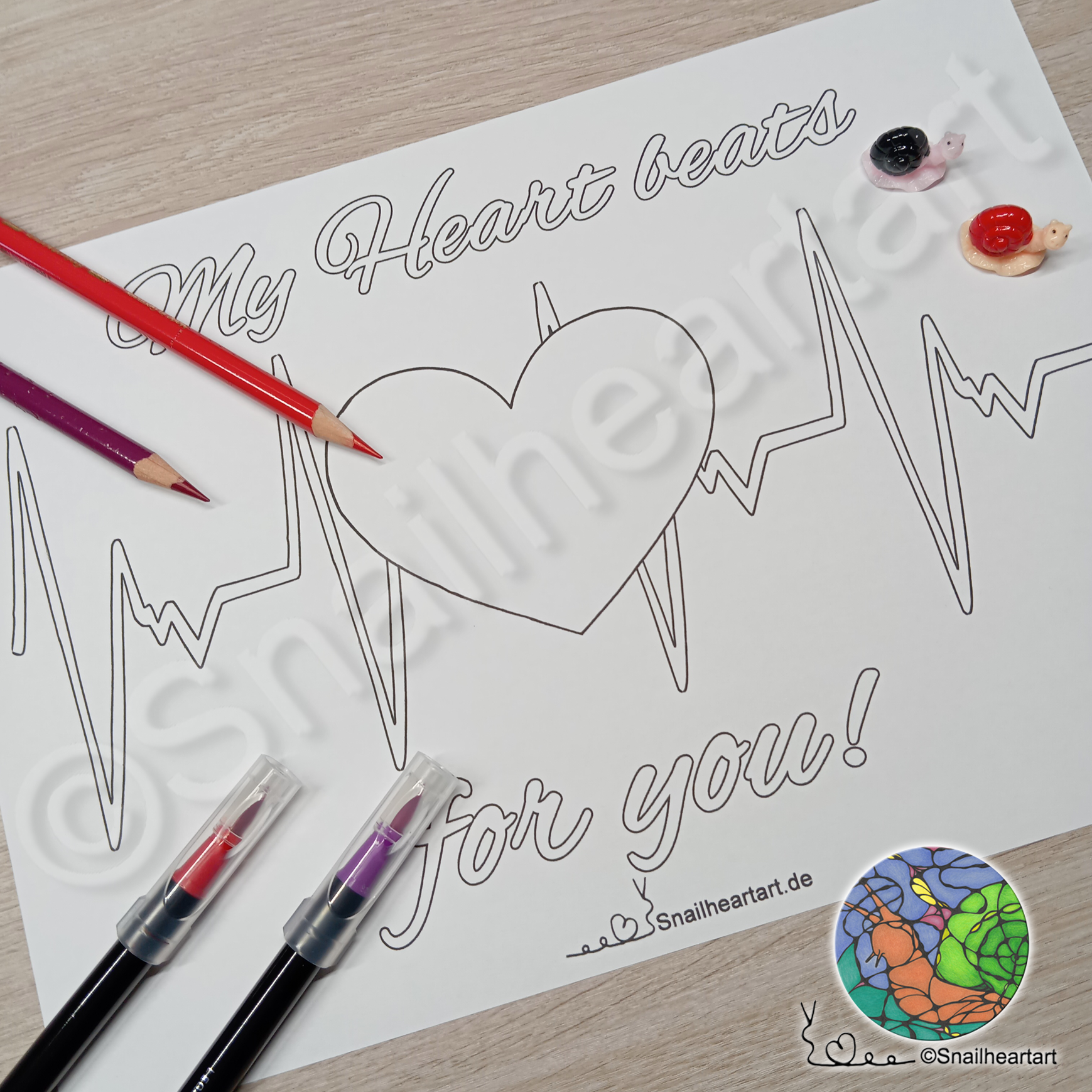 My heart beats for you – Malvorlage zum Ausmalen