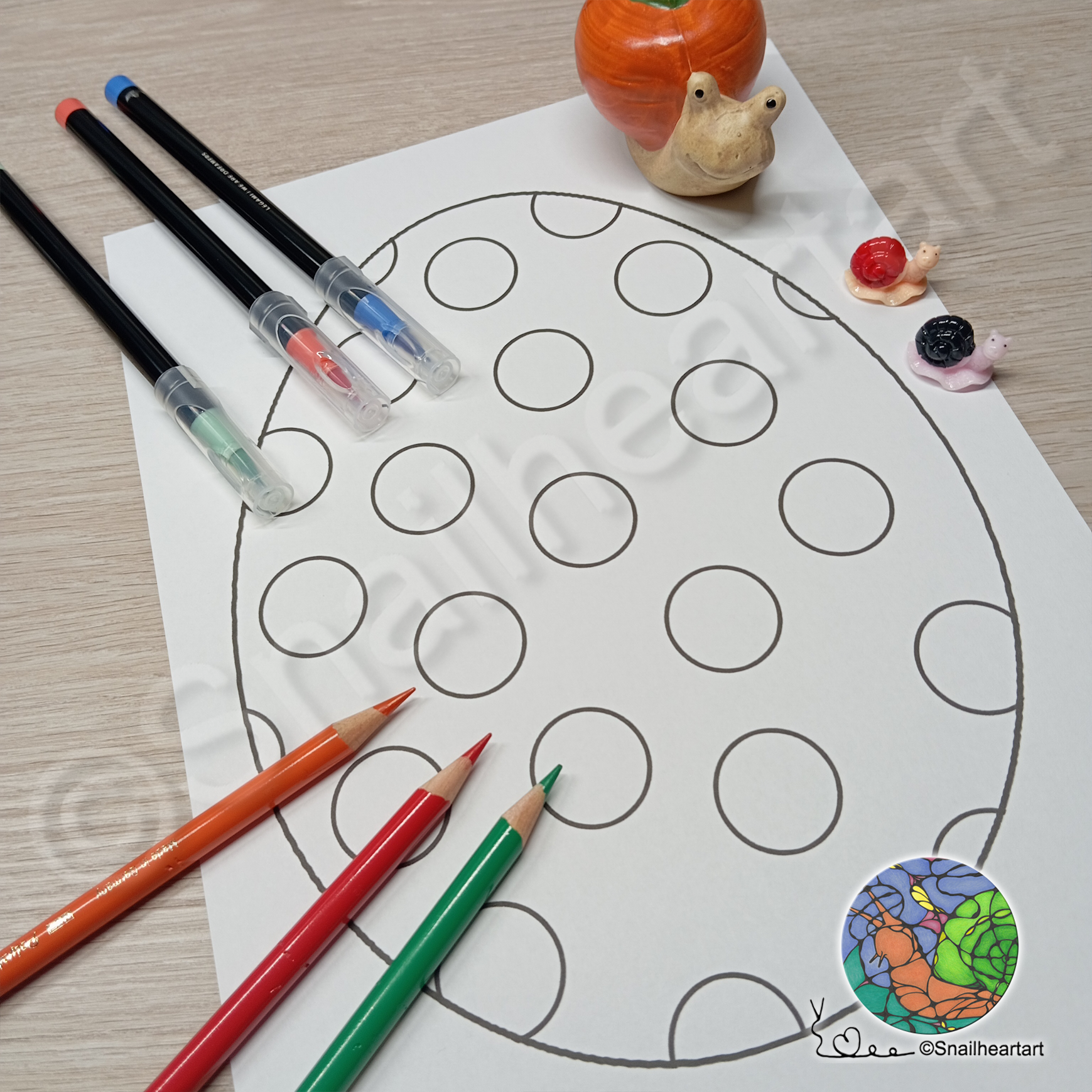 Osterei mit Punkten – einfache Malvorlage für kreative Ideen